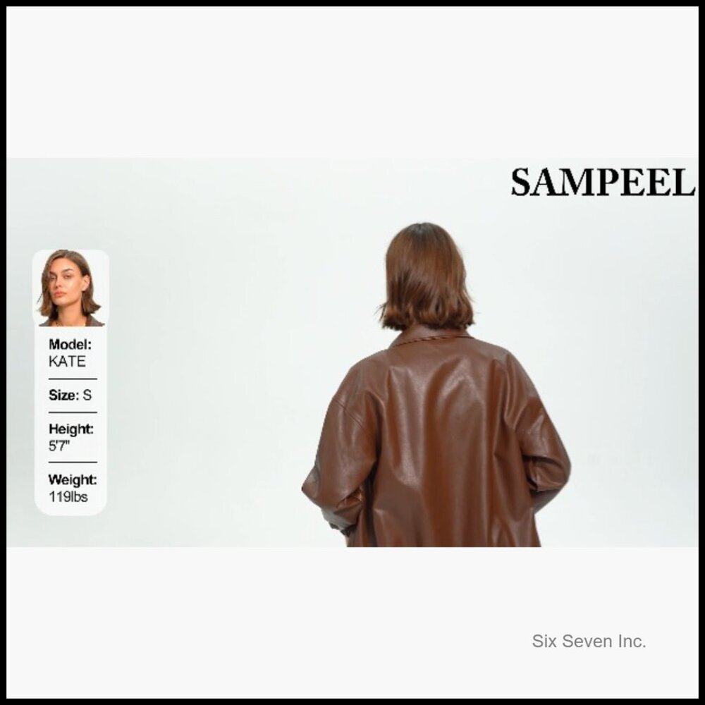 Faux Leather Oversized Motorcycle Bomber Jacket Women Winter Coat - Picture 6 of 6